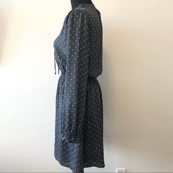 Dark grey long-sleeve polka dot dress - Picture 5 of 10